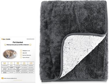 Водонепроникний коврик для собак 100x120 см - м'який, флісовий, для собак середніх порід до 16 кг, чорно-білий, підходить для вулиці та дивану