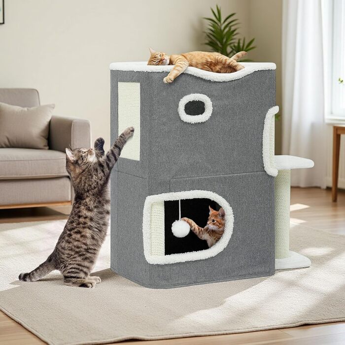Кігтеточка-будиночок для котів, велика, з інтегрованою драбиною та місцем для відпочинку