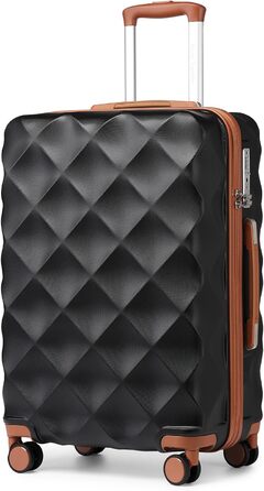 Чохол-валіза British Traveller Hartschalenkoffer, 74.5 x 49 x 30.5 см, ABS + PC, TSA-замок, 4 колеса, для подорожей та бізнесу (Чорний/Коричневий, L)