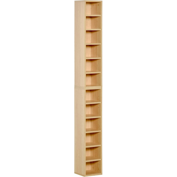 Комплект HOMCOM з 2 стелажів для CD/DVD, 6+6 полиць, 21x19x88 см, до 160 CD, колір бук бежевий, шафа для зберігання дисків