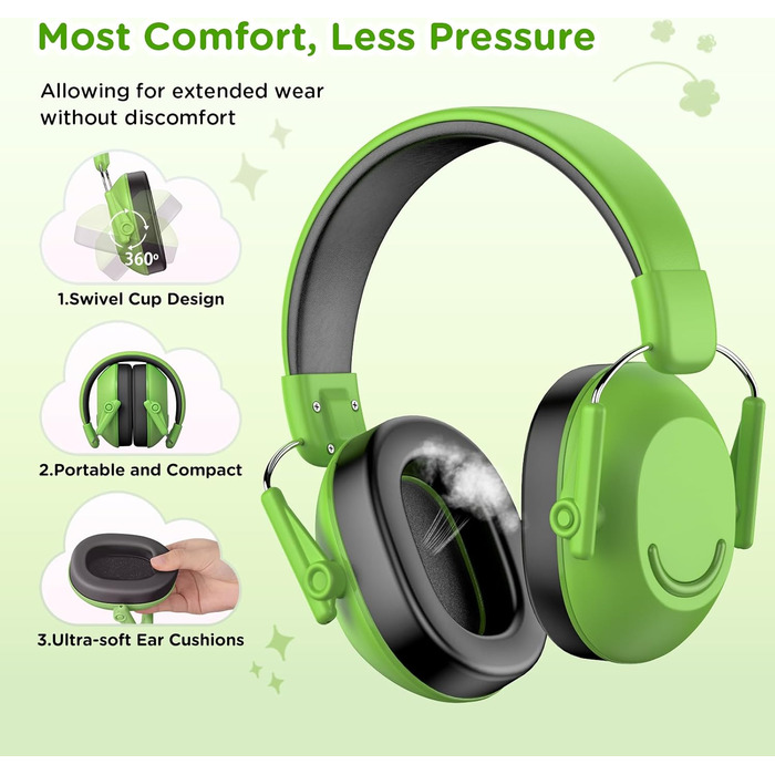 Навушники шумозахисні для дітей Link Dream, SNR 30dB, для аутизму, подорожей, навчання (блакитний/зелений)