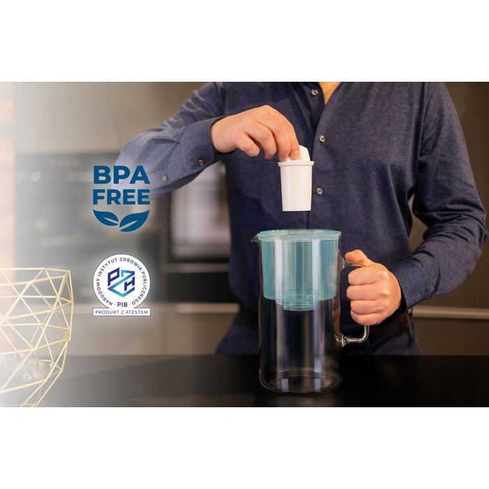 Скляний фільтр-кувшин Wessper D2 BOROSILICATE 3л, м'ятний + фільтр