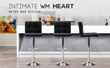 Барний стільць Intimate WM Heart 2 шт. з велюровим покриттям, з підніжкою, регульована висота, чорний