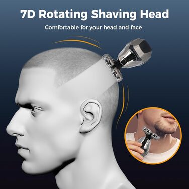 Машинка для гоління голови OSDUE чоловіча, водонепроникна, акумуляторна Type-C, для гладкої голови, магнітна, легка в очищенні, 60 хв роботи