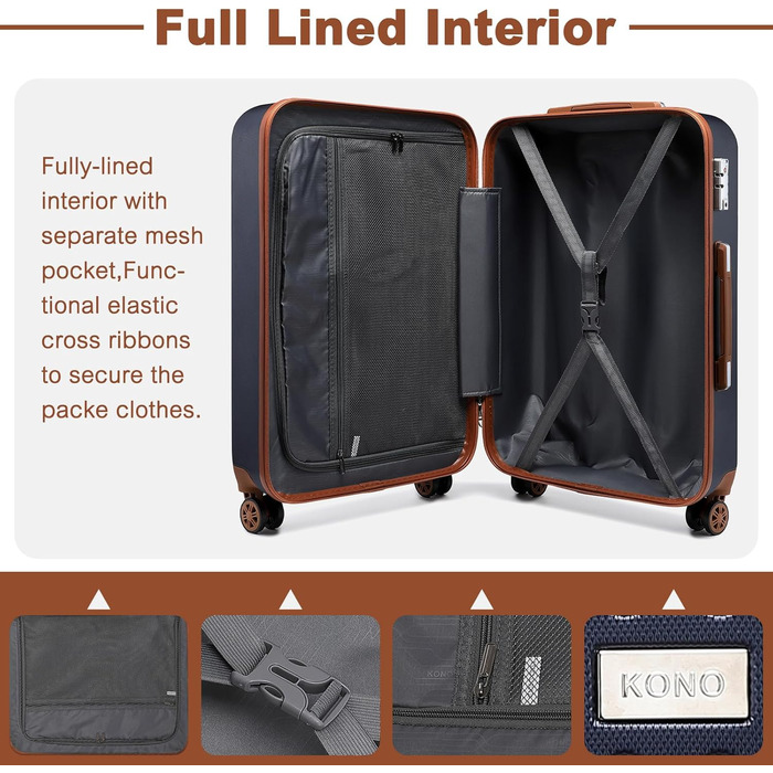 Чохол-валіза KONO: валіза на колесах 67x44x27 см з TSA-замком, блакитна