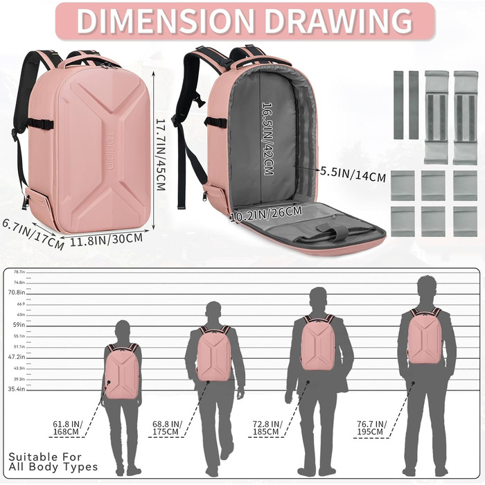 Рюкзак для фотокамери з жорстким корпусом, водонепроникний, ударостійкий, з відділенням для ноутбука 15,6 дюймів та кріпленням для штатива, сумісний з Canon/Nikon/Sony (Рожевий)