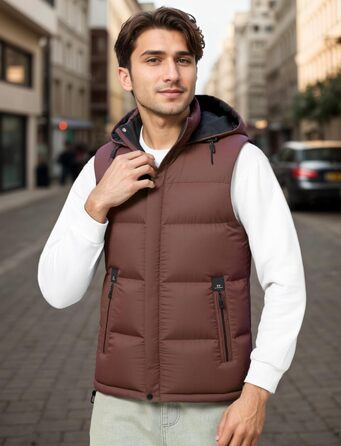 Чоловіча зимова жилетка AIEOE з PU, без рукавів, для активного відпочинку з капюшоном, термо, стеганий, теплий, водонепроникний (L, червона стеганий жилетка)