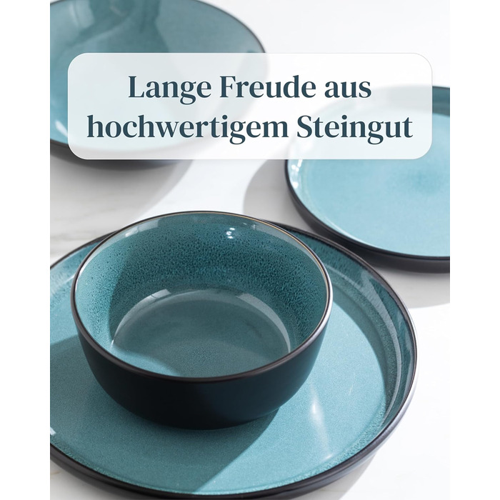 Набір посуду Steingut Ibiza 24 шт. для 6 осіб (Pure Living Petrol) - Серія Pure Living, Petrol