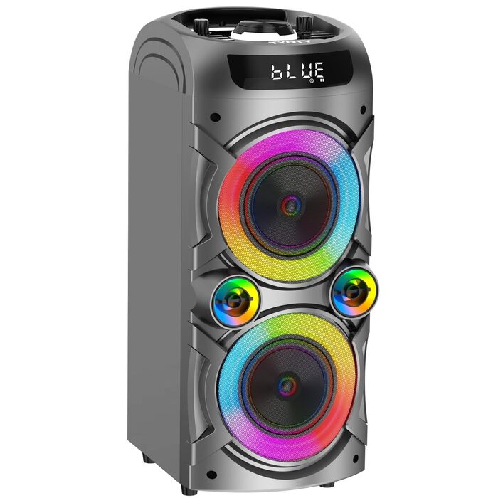 Bluetooth колонка з LED підсвіткою, пультом ДУ, підтримкою TF/USB, записом звуку, для дому та вечірок (чорна)