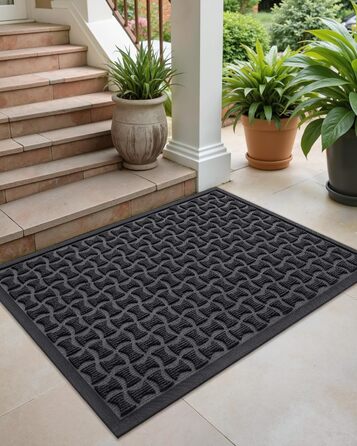 Нековзна килимок для дому та вулиці 61x92 см (сірий), для входу, коридору, зовнішнього простору, легко миється