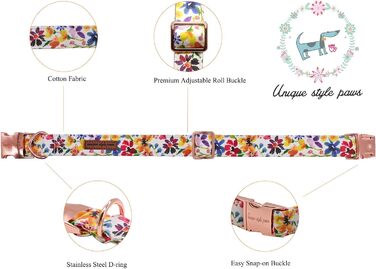 Ошатний нашийник для собак Unique Style з квітучою метеликом, регульований, XXS-XL (1 шт.)