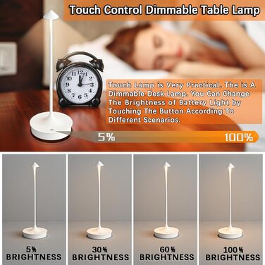 Світлодіодна настільна лампа Leomix бездротова з димером, акумуляторна, IP54, для ресторану, бару, саду, балкону, біла