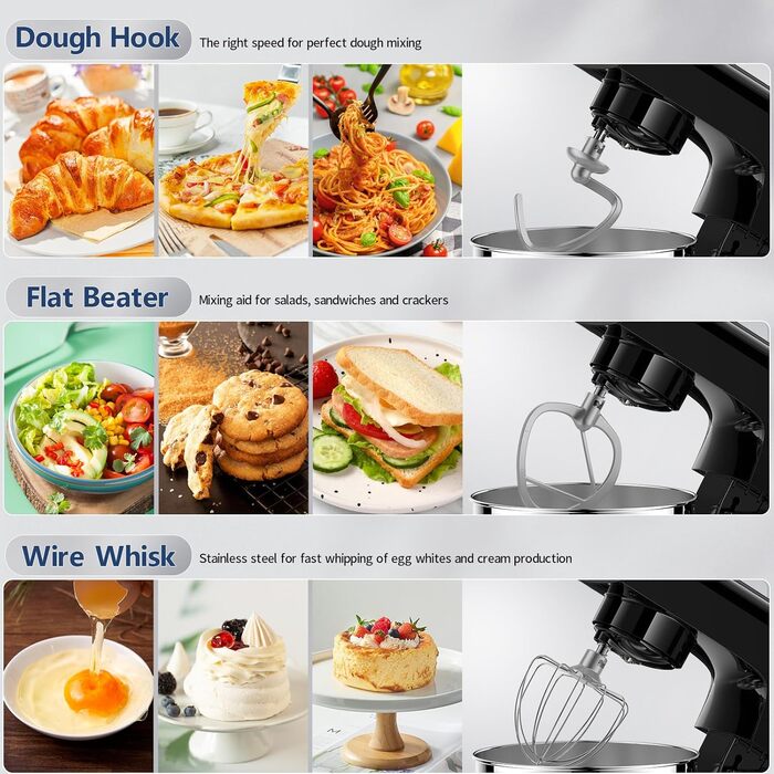 Міксер тістовий Vezzio Knetmaschine 1500W, 4.5л, 10 швидкостей, зелений/чорний