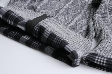 Чоловіча в'язана куртка-кардиган з коміром-стійкою та візерунком коси. Тепла флісова куртка з довгим рукавом для чоловіків (XXL, світло-сірий)
