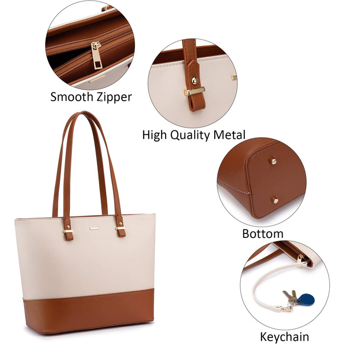 Сумка жіноча LOVEVOOK шопер шкіряний 3 в 1 бежево-коричнева, велика містка сумка на плече