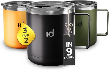 Термокружка IceDrop® з нержавіючої сталі, 330 мл, з кришкою. 100% захист від протікання. Зручна термокружка для гарячих та холодних напоїв, з ручкою. Ідеально для подорожей - чорна