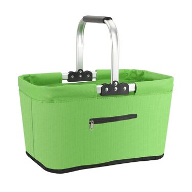 Складаний кошик для покупок 25L з м'якими ручками та кишенею на блискавці, зелений