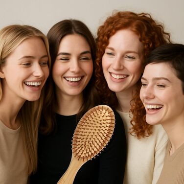 Набір з 2 бамбукових гребінців з натуральною щетиною - екологічні гребінці для жінок, чоловіків та дітей - для масажу шкіри голови та здорового волосся (гребінець-щітка/гребінець)