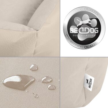 Лягушкове ліжко для собак BedDog Zara, м'яке ліжко-подушка для собак знімним та пральним чохлом, кошик для собак, собаче ліжко-диван, для маленьких собак, S L 70 x 55 x 18 см, світло-пісочний (світло-бежевий)