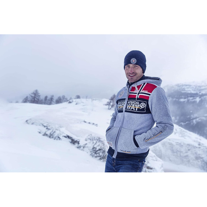 Чоловіча толстовка-худі Geographical Norway Flyer з капюроном та кишенєю-кенгуру, теплий світшот на блискавці, чорний, розмір S