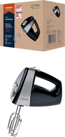 Ручний міксер Grundig HM 5040 Premium, 300 Вт, чорно-срібний, одинарний