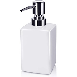 Керамічний дозатор для мила та лосьйону, 320 мл, квадратний, класичний, для кухні, ванної кімнати, пральні, наповнюваний, білий