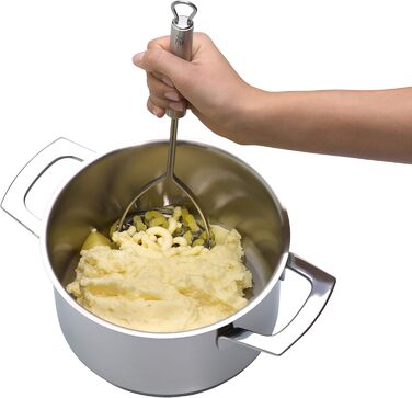 Прес-пюре WMF Passiermühle 19 см з нержавіючої сталі Cromargan, 3 насадки, у подарунковій упаковці + товкач для картоплі Profi Plus 28,5 см, матова сталь
