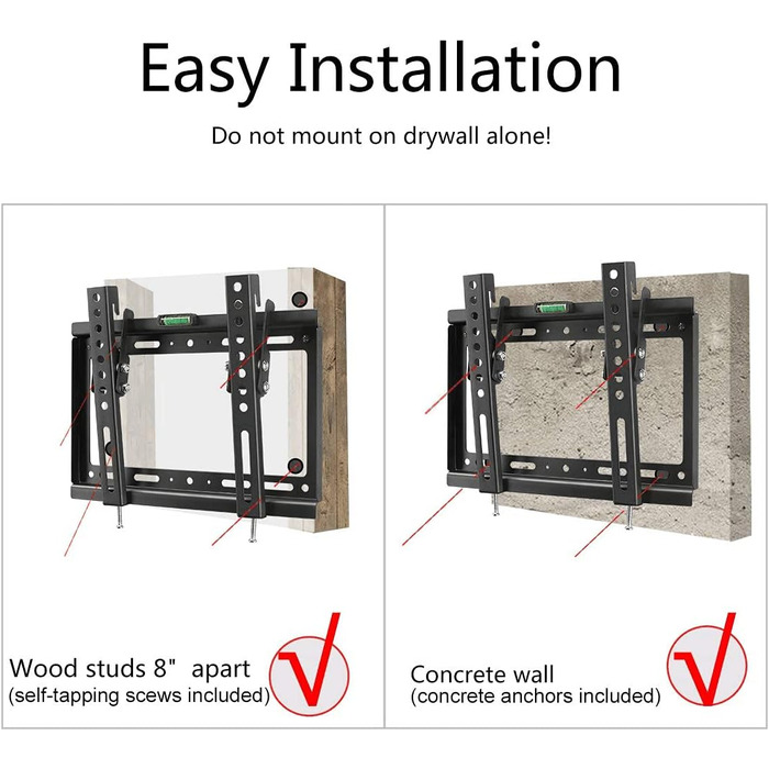 Кріплення для телевізора Suptek 32 дюйми, VESA 200x200mm, для LED/LCD/OLED телевізорів 14-32 дюймів, настінне кріплення, нахильний, до 25кг