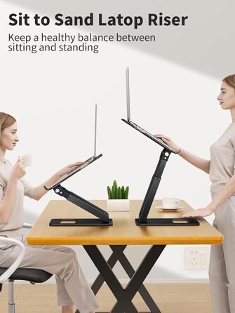 Adjustable Laptop Stand for Desk - Telescopic & Ergonomic Design - Fits 10-17 inch Laptops (Black)
