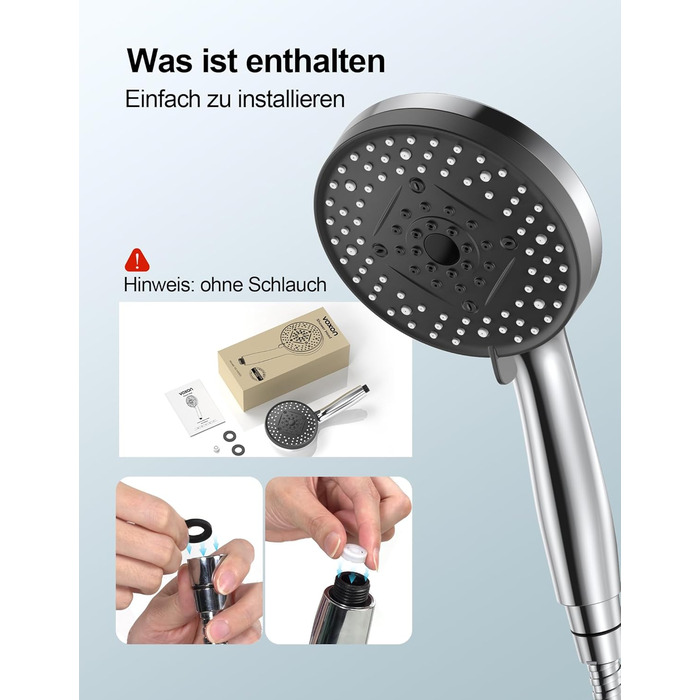 Насадка для душу VOXON з 10 режимами, високий тиск, економія води, для чищення ванни та плитки