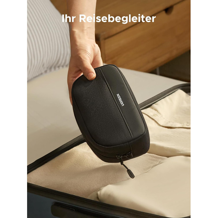 UGREEN Cable Bag Tech EDC Pouch, Cable Organizer Bag, Travel Essentials Cable Bag Organizer, Waterproof, Internal Zippered Layers, For Power Bank, Charger, Adapter, Cables, HDD