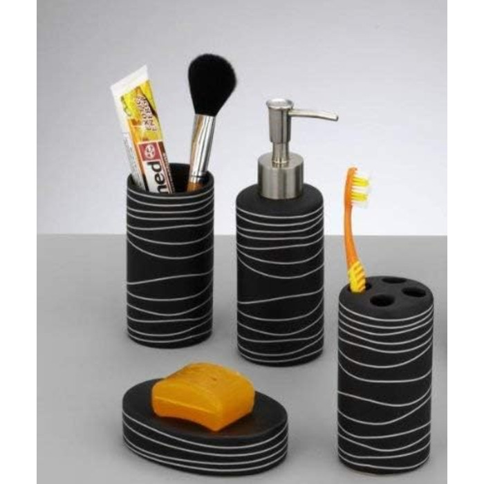 Набір аксесуарів Zeller 18252, 4 шт., кераміка, чорний, 42 x 21 x 41 см