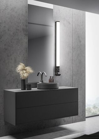 Trio Leuchten LED Bathroom Wall Light Piera 284074206, colored plastic, includes 8 Watt LED, switch, socket, (Matte Black, Width 119cm)