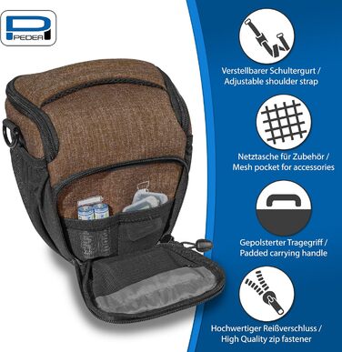Сумка для камери Pedea: стильна модель для DSLR/SLR/DLSM, з дощовиком та місцем для аксесуарів та об'єктивів, розмір M (колір: коричневий)