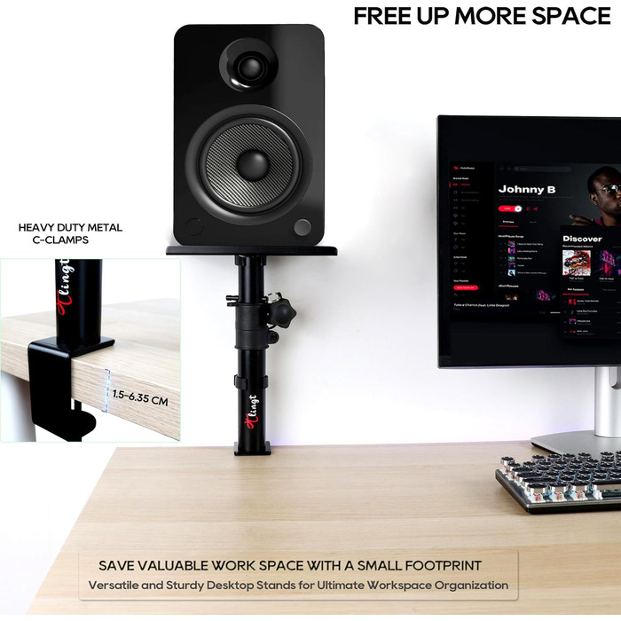 Підставка для настільних колонок, 2 шт., 24,1 x 22,9 см, металева платформа, плоске дно, сумісна з будь-яким столом, ідеальна для студійних моніторів 12,7-17,8 см, полицевих колонок 5'- 7'