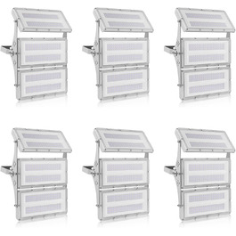 Viugreum Upgrade LED Floodlight 24000LM Floodlight Outdoor IP65 Outdoor Floodlight 6500K Floodlight Cold White Spotlight Outdoor Floodlight Floodlight with 50cm Cable for Backyard Driveway Garage Hallway (6 PACK 300W)