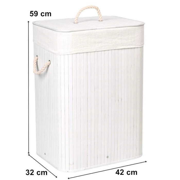 Кошик для білизни та одягу з кришкою, 80 л, 1 секція, білий