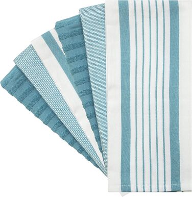 Bumble Kitchen Towels - Dishcloths, Towels, Cotton - 6 Pack - XL Size 50 x 70 cm - Elegant, Soft, and Robust Ringspun Cotton in 3 Different Textures (Aqua)