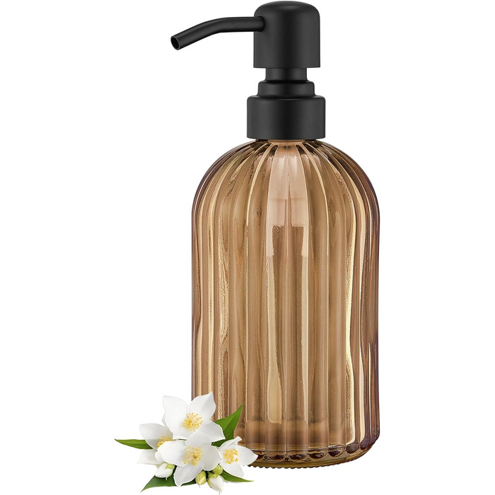 Дозатор для мила з бурштинового скла, 473 мл, з щіткою для миття, для ванної кімнати та кухні, з золотою помпою, преміум-якість