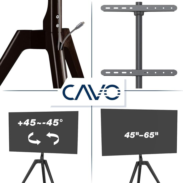 Настінне кріплення для телевізора CAVO Motion 32-70 дюймів, до 45 кг, VESA 400x400, поворотне, чорне