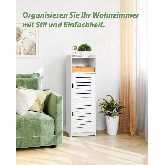Aimu waterproof bathroom cabinets, bathroom storage units with open storage shelves, freestanding floor cabinets, corner organizers for bedroom, kitchen, hallway, white, 74x20x24 cm