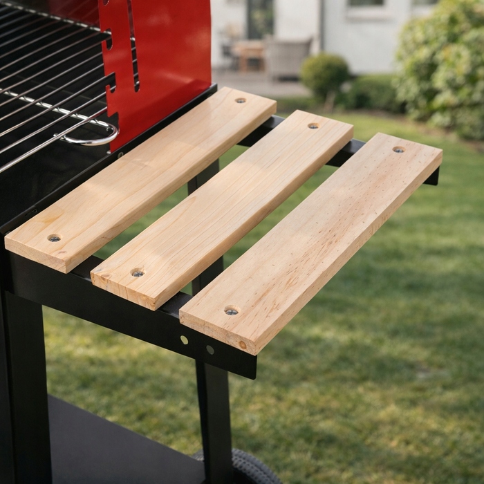 Садовий вугільний гриль BBQ з полицею, термозахисним ручками та колесами + набір аксесуарів
