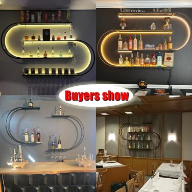 Настінна вітрина для вина, напівкругла багатоярусна з тримачами для келихів, металева, для кухні, бару, кафе (без лампочок) (Чорний, 150 * 20 * 120 см)