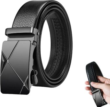 Чоловічий шкіряний ремінь автоматичної застібки без отворів, 35 мм, регульований, для ділових костюмів та джинсів, з антицарапинною пряжкою, елегантний дизайн