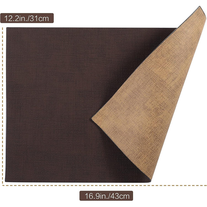 SUEH DESIGN Leather Placemats - Set of 6 Placemats, Washable, Leather-Look, Heat-Resistant PU Faux Leather Placemats for Home Kitchen Dining Table, 43cm x 31cm
