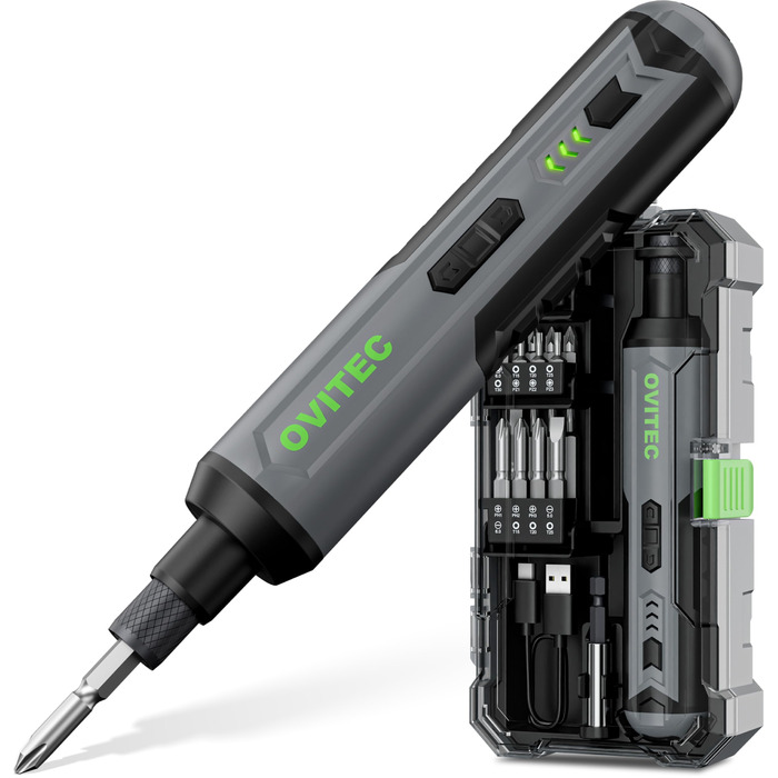 Акумуляторна викрутка електрична 3.7V 2000mAh з набором біт 16 шт. та USB-C кабелем
