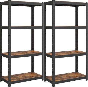 SONGMICS 2-Tier Industrial Shelving Unit - Vintage Brown & Black