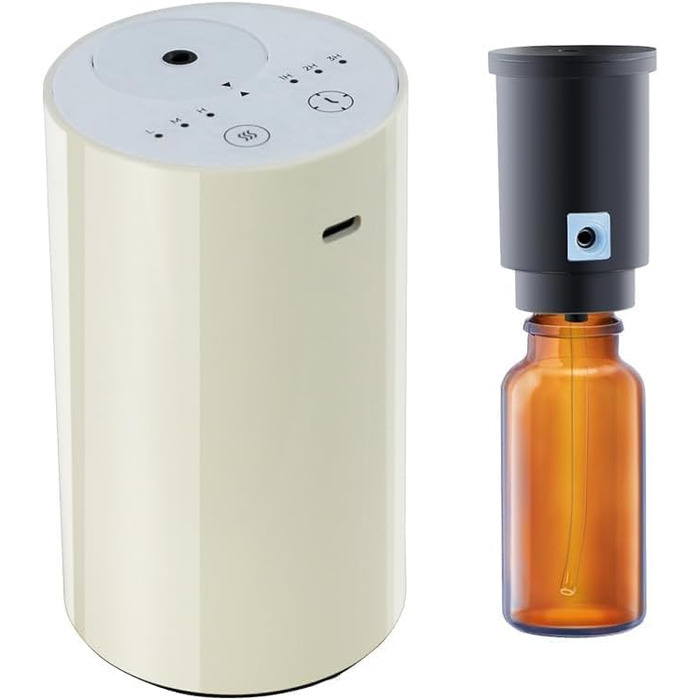 Дифузор для ефірних олій Cavir без води, портативний міні-розпилювач аромату, USB-зарядка, 1/2/3 години таймер, 3 рівні туману для дому, кімнати, авто, офісу (білий)