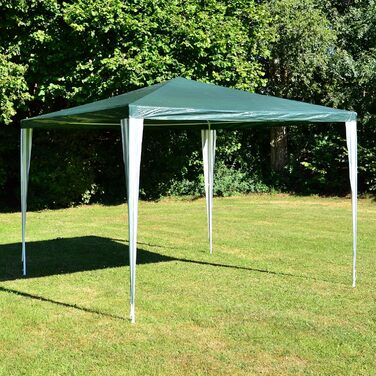 SONLEX Garden Pavilion 3 x 3 m, waterproof, including pegs, guy ropes, corner connectors, material PE tarp 110 g/m², painted metal frame, pop-up system assembly without tools, green