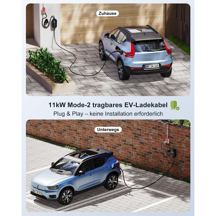 Мобільна зарядна станція Wallbox 11 кВт (3-фазна) з кабелем 7м, роз'єм Type 2, CEE 16A, адаптер-сет | Зарядка для електромобілів та PHEV | IP65, 6/8/10/13/16A